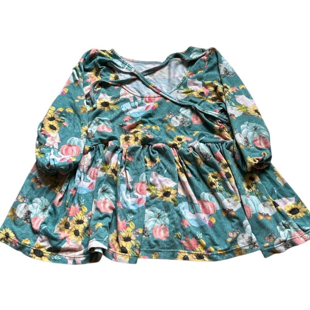 Tiny Revival Tiny Roots Girls Fall Dress Pumpkins Sunflowers Savannah 18-24M - Picture 3 of 6